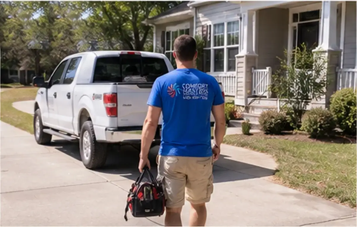 Comfort Masters technician arriving at a home for a service call